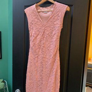 Pink/Nude Suzy Shier Lace Bandeau Dress